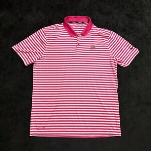 Nike Golf Shirt Mens Large Nike Golf The Honda Classic Pink Striped Dri-FIT Poly